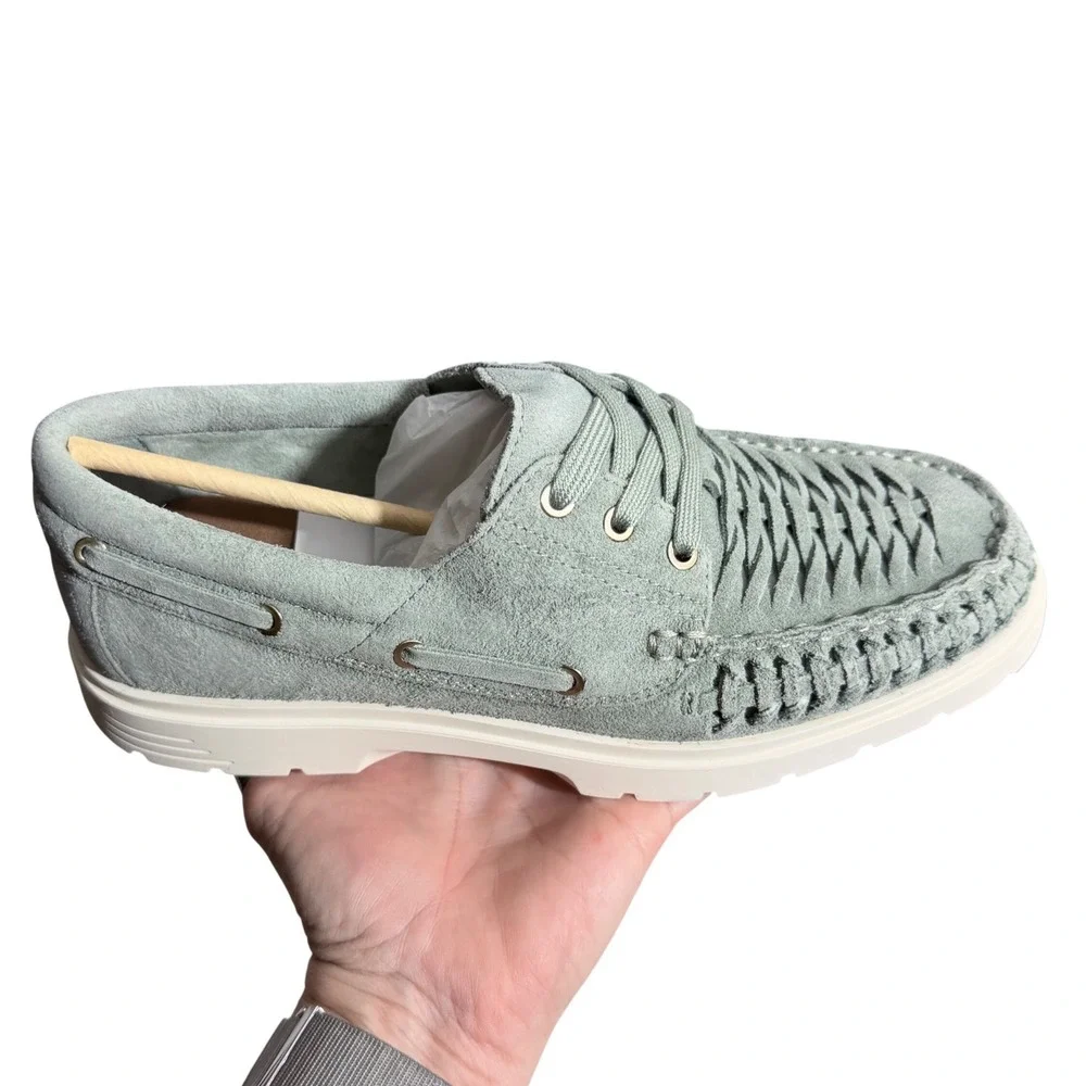 Aldo Mikal Mens Sage Suede Boat Shoes Pillow Walk Woven Lace Up Mikal-311 Size 7